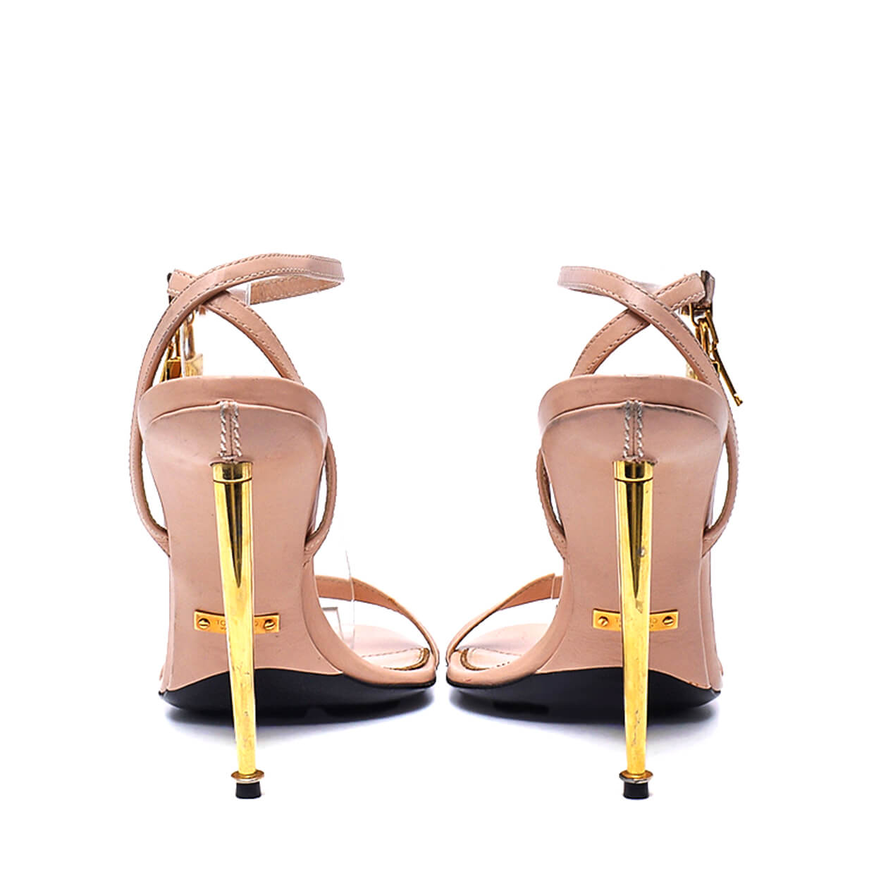 Tom Ford -Nude Leather Padlock Heel Sandals 40,5